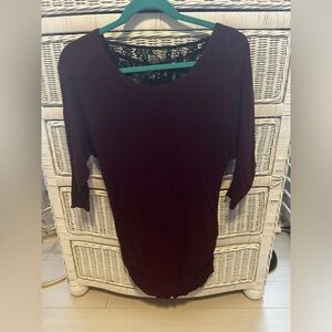 Torrid dark purple light sweater 3/4 sleeves w/ lace back size 00
